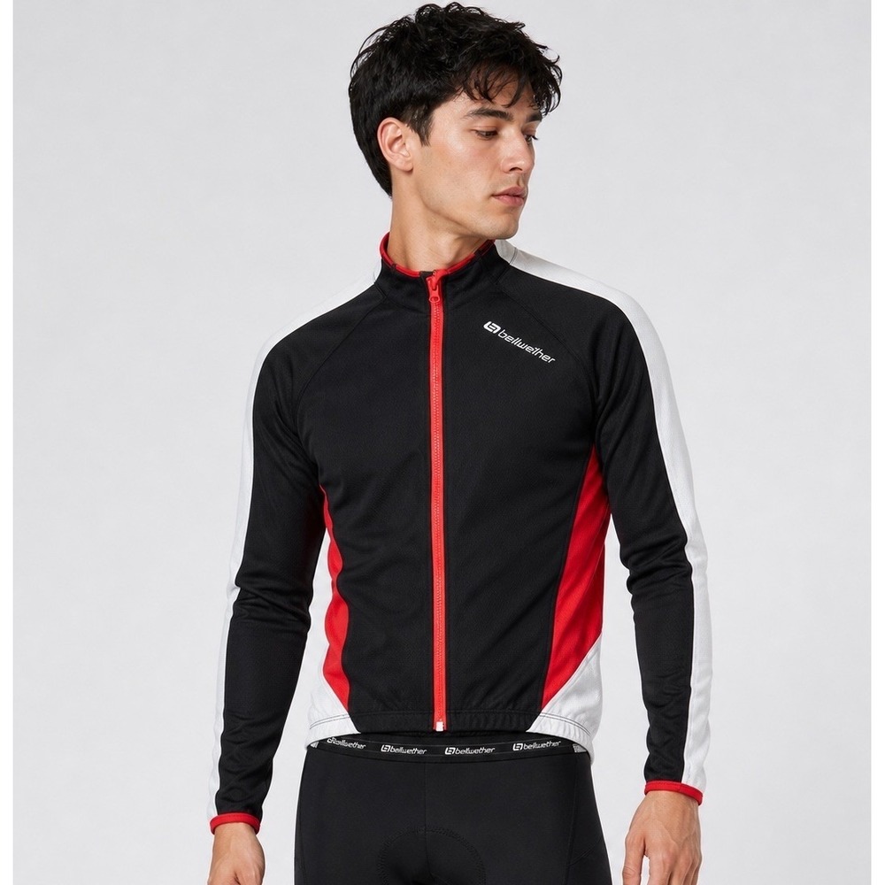 Bellwether Men Black Red Cycling Jacket Full Zip Long Sleeve Medium M